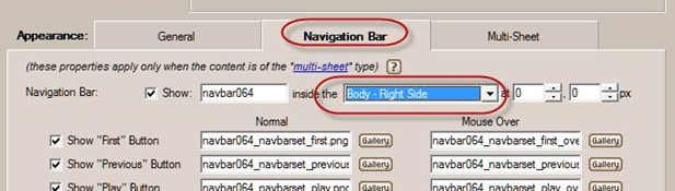 modal window navigation bar position