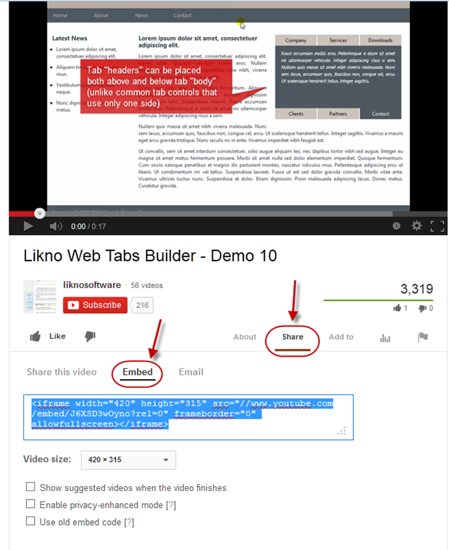 embed youtube video