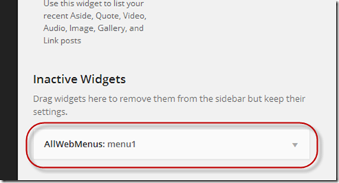 WordPress AllWebMenus inactive widget