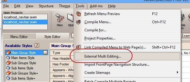 menu external multi editing