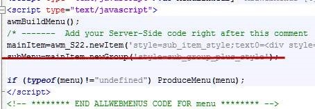 submenu code