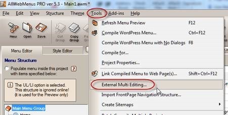 menu external multi editing option