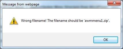 wrong filename error message