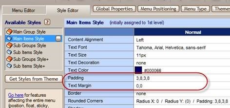 reduce item padding and text margin