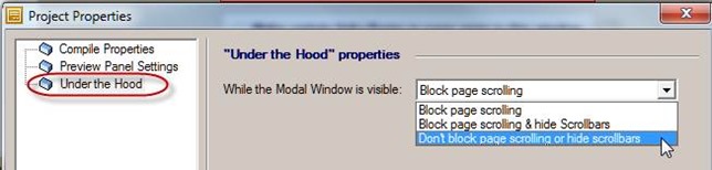 modal window scrolling choices