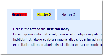 highlighted text in tab header