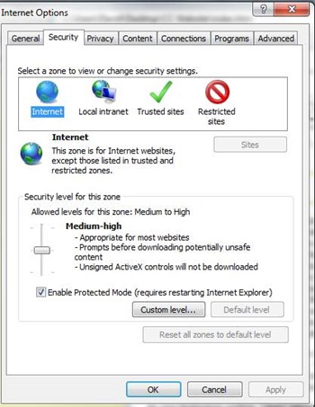 internet explorer security settings