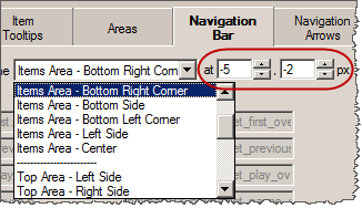scroller/slider navigation bar offsets property