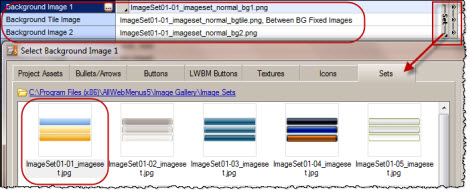 menu image sets interface