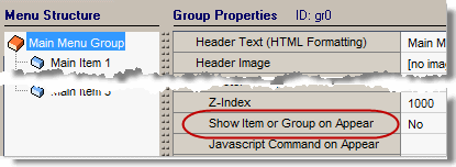 show item or group on appear