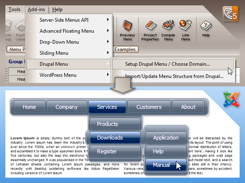 Click to view AllWebMenus Joomla Menu Addin 1.1.5 screenshot