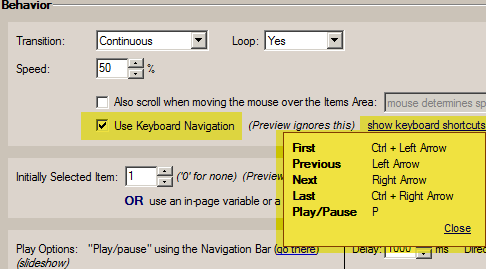 scroller keyboard navigation