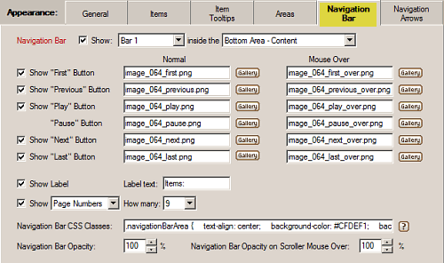 scroller navigation bar properties
