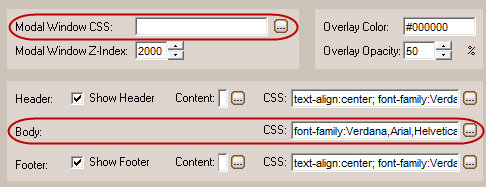 CSS on modal windows