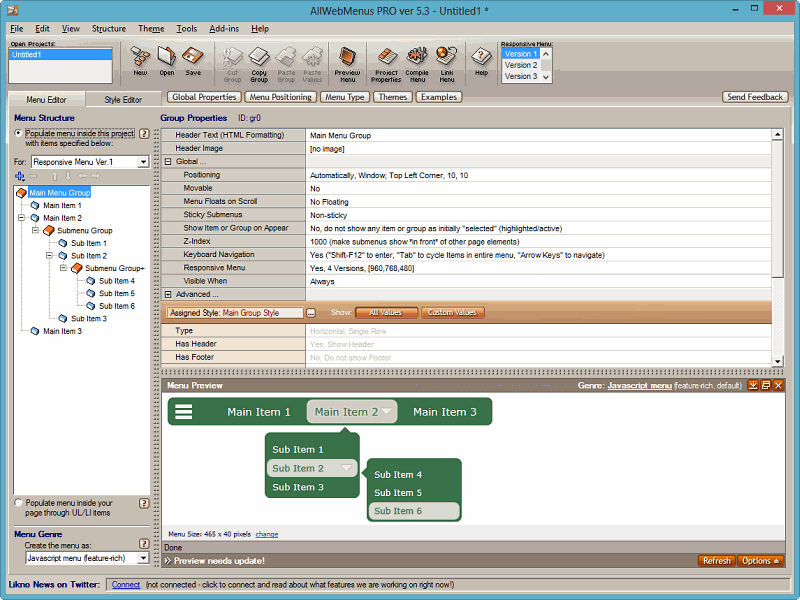 AllWebMenus Pro screenshot