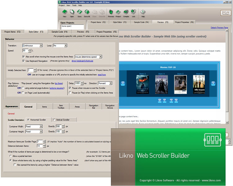 Windows 7 Likno Web Scroller jQuery Slider Builder 2.1.148 full