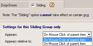 slide menu on mouse over