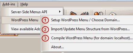 wordpress menu addin
